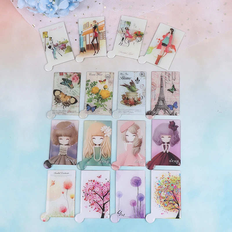 L264 Leather Cover Stainless Steel Unbreakable Makeup Mirror Portable Shatter Proof Card Style Pocket Cosmetic Mirror High