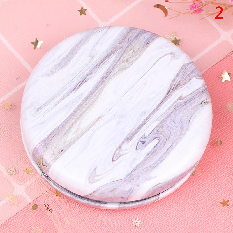 TSHOU830 Marble Pattern Portable Double Sided Mirror Foldable Pocket Makeup Mirror Women Girls Beauty Cosmetic Compact Mirror