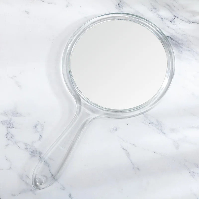 DSHOU108 Hand Mirror Double-sided Handheld Mirror 1x/3x Magnifying Mirror With Handle Transparent Hand Mirror Rounded Shape Make