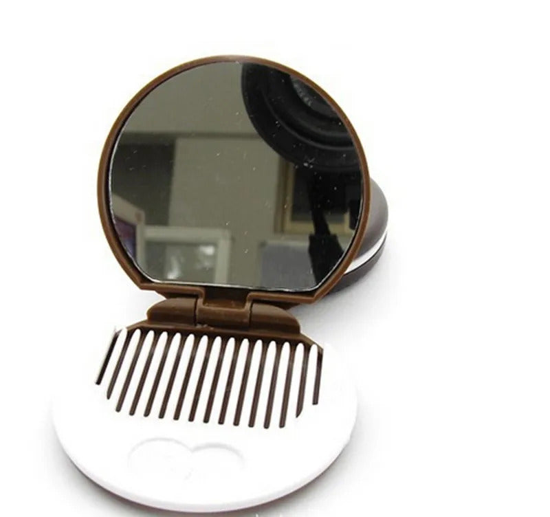 CX111 Make Up Mirrors With Comb Girls Women Mini Pocket Mirrors  Cute Chocolate Cookie Shaped Mirror Makeup
