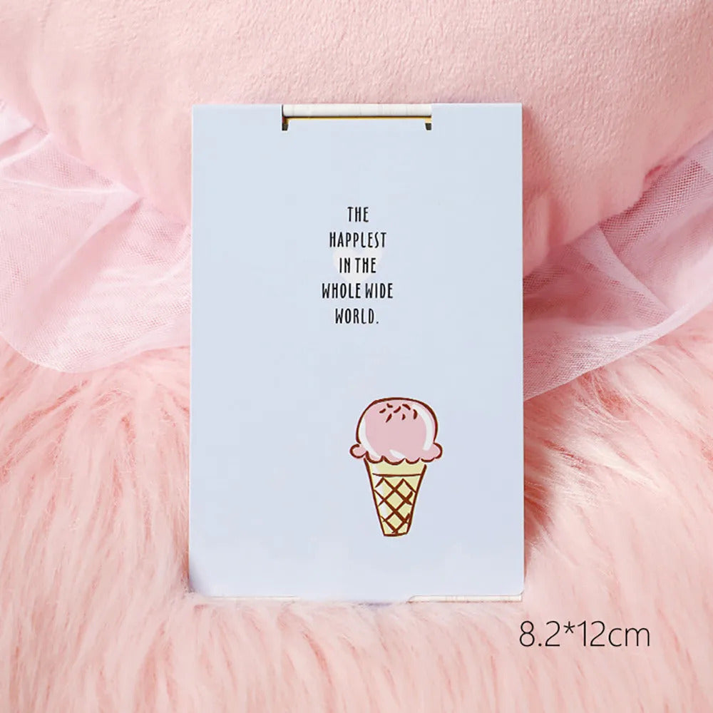 CSHOU374  Portable Makeup Mirror Foldable Hand Mirror Cute Cartoon Makeup Vanity Mirror Rectangle Compact Mirror Pocket Cosmetic