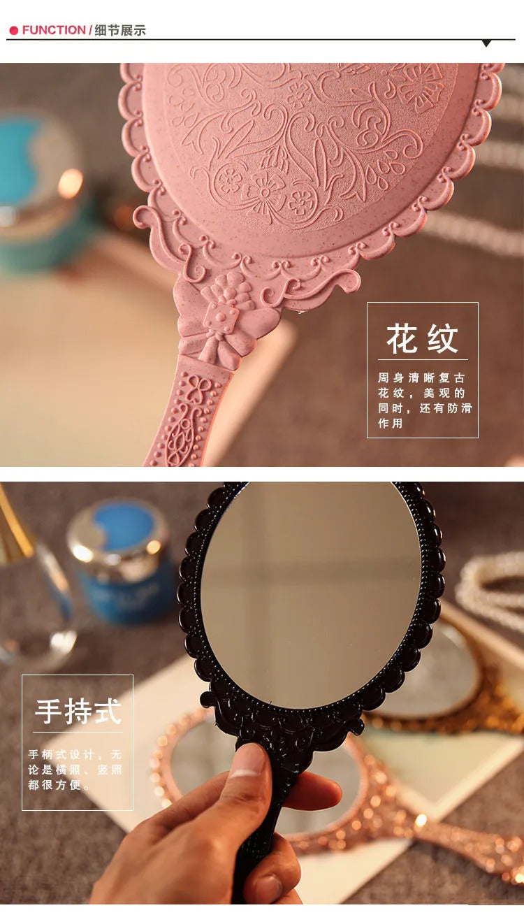 DSHOU178 Hand Mirrors Makeup European Rectangle Hand Hold Cosmetic Mirror with Handle Makeup Mirror