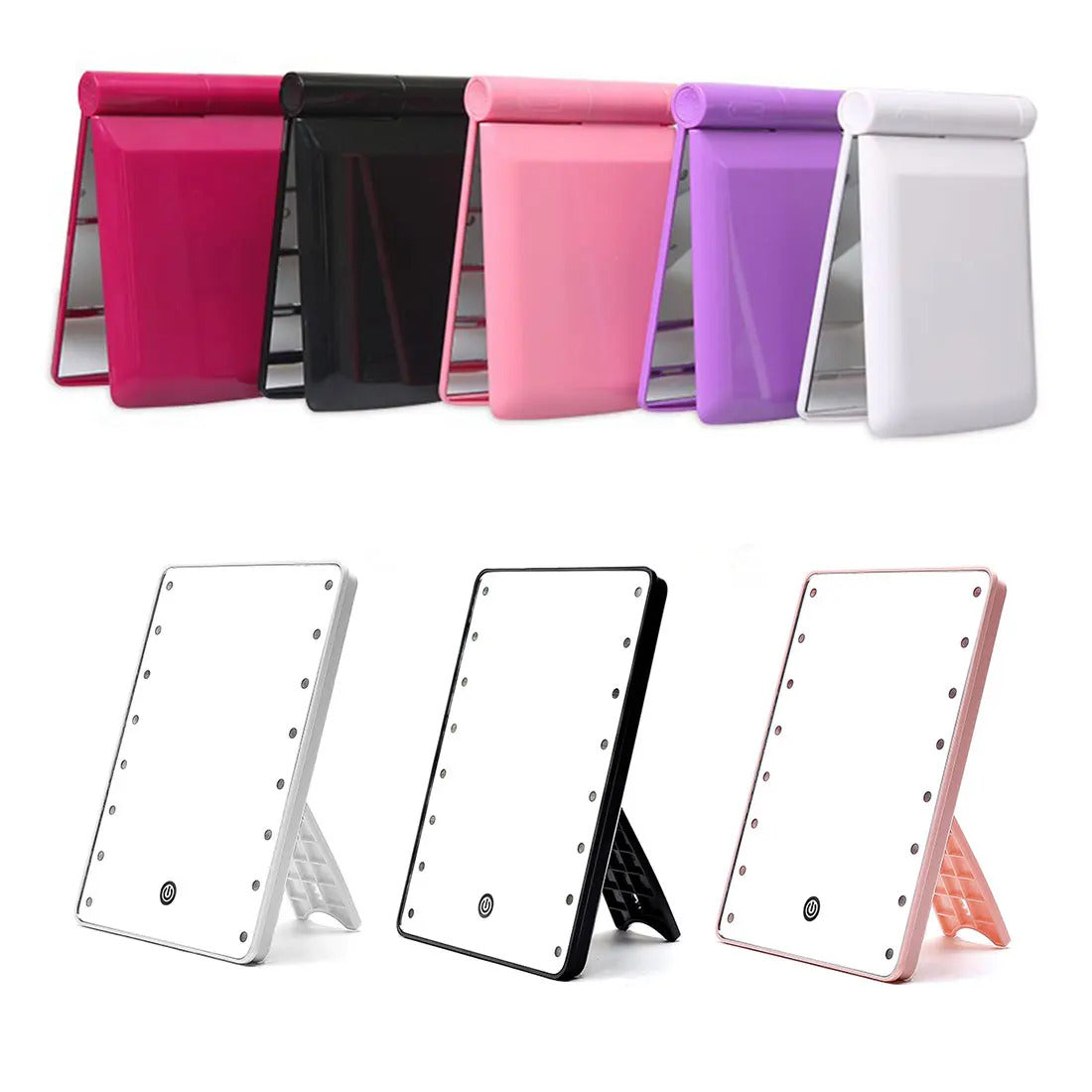 FEN155  Makeup Mirror with 8/16 LEDs Cosmetic Touch Screen Switch Vanity Backlit Makeup Mirror Table with Led Tabletop Bathroom