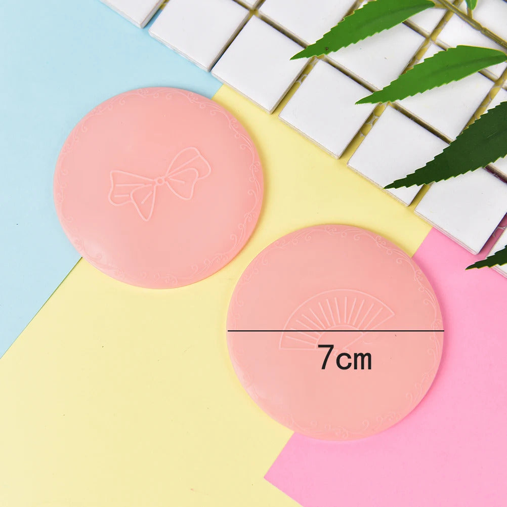 CX259 Pink Cute 1pcs Mini Pocket Makeup Mirror Cosmetic Compact Metal Mirrors Color Random Dia 7cm