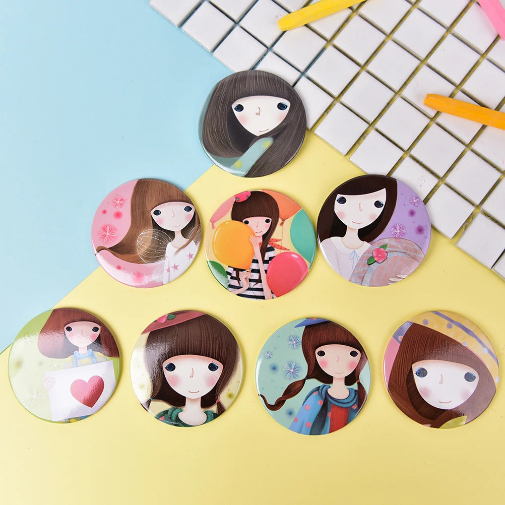 DA48 Gril Pattern small Mini Pocket Makeup Mirror Cosmetic Compact Mirrors Espelho De Maquiagem Espejos De Bolsillo Dia 7cm