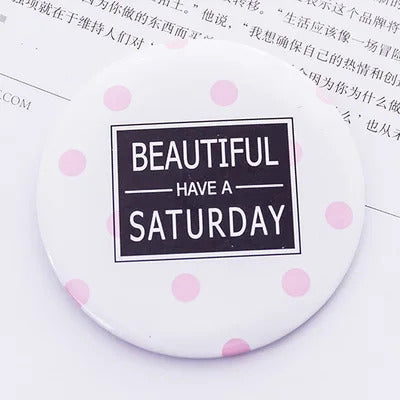 DA40 Portable Stainless Steel Makeup Mirror Hand Pocket Folded-Side Cosmetic Make Up Double Mirror