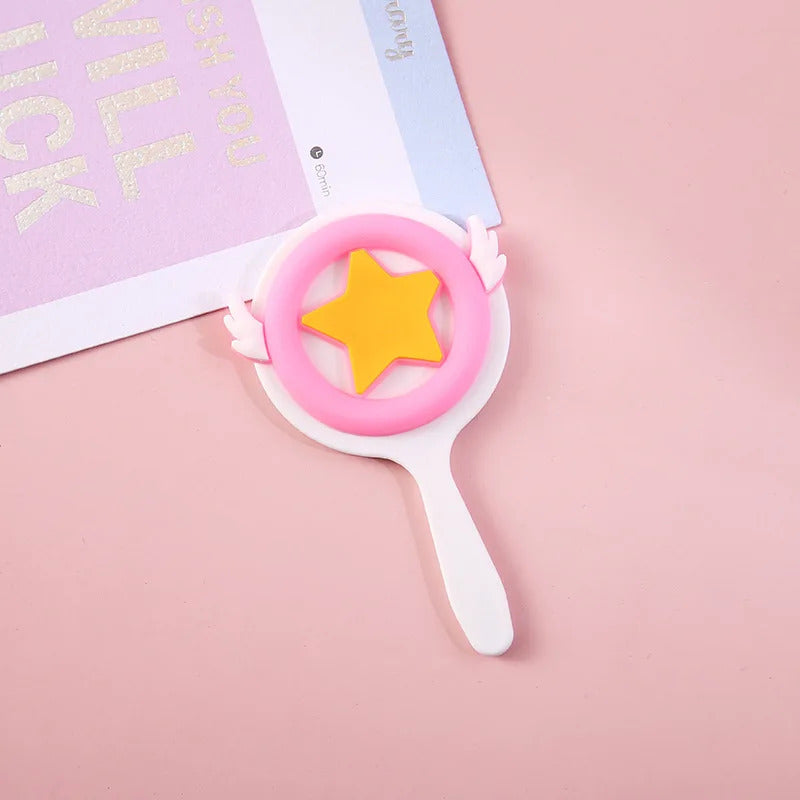 CASHOU58 Cute Mini Handheld Cosmetic Mirror Dressing Salon Barbers Beauty Hair Hairdressers Cartoon Decorative Mirror