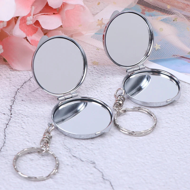 GU272 Portable Folding Mirror Key Chain Pocket Compact Makeup Cosmetic Mirror With Key Ring