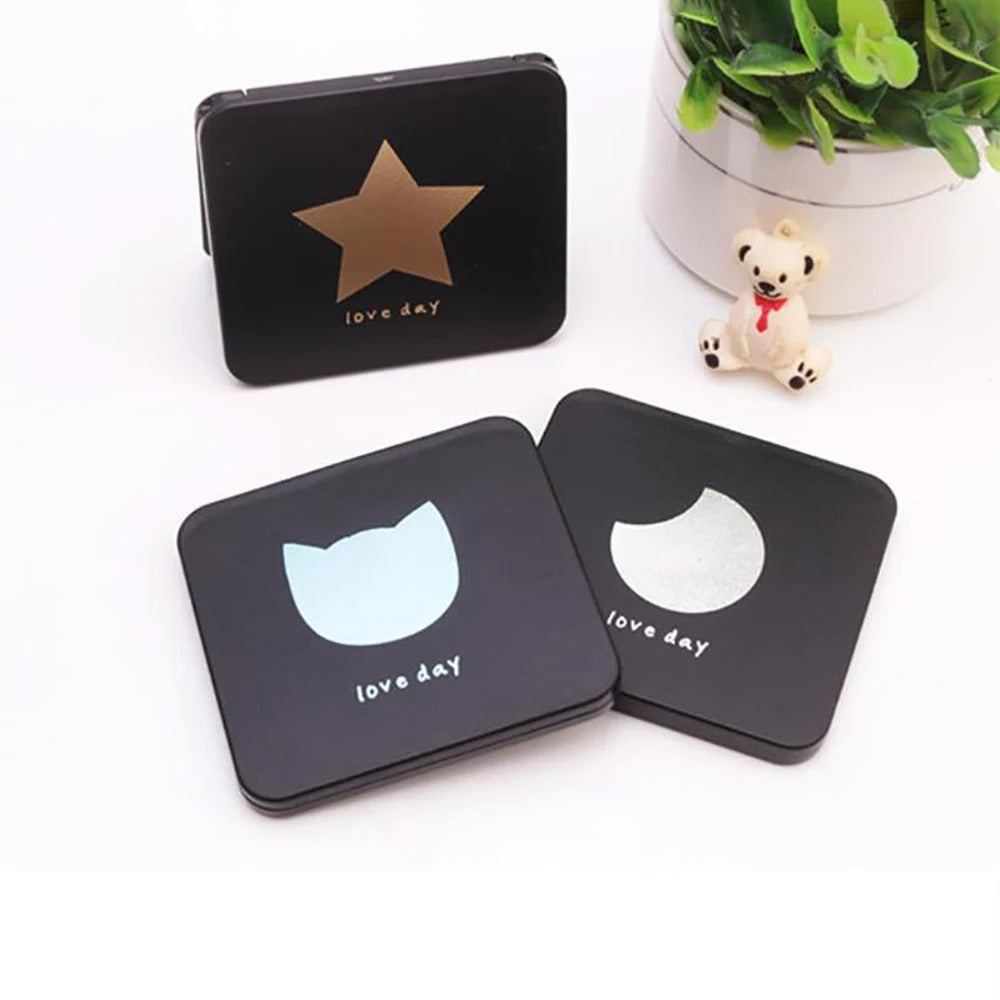 TSHOU882 Square Makeup Mirror Portable Double-sided Cosmetic Mirror Folding Pocket Compact Mirror Travel Accessories Christmas