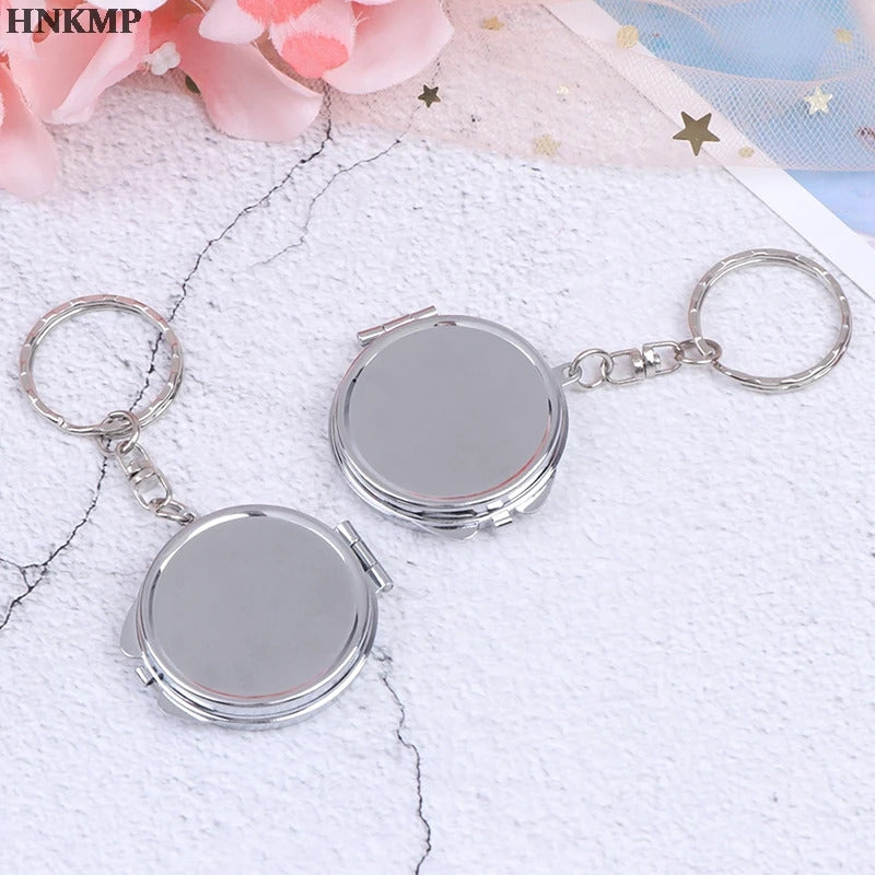 L331 Portable Folding Mirror Key Chain Pocket Compact Makeup Cosmetic Mirror With Key Ring