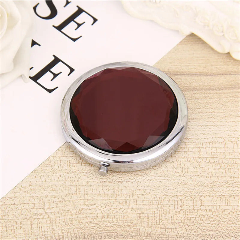 TSHOU834 Luxury Crystal Makeup Mirror Portable Round Folded Compact Mirrors Gold Silver Pocket Mirror Making Up for Personalized