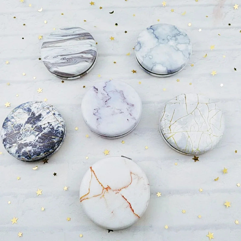 L639 Marble Pattern Portable Double Sided Mirror Foldable Pocket Makeup Mirror Women Girls Beauty Compact Mirrors