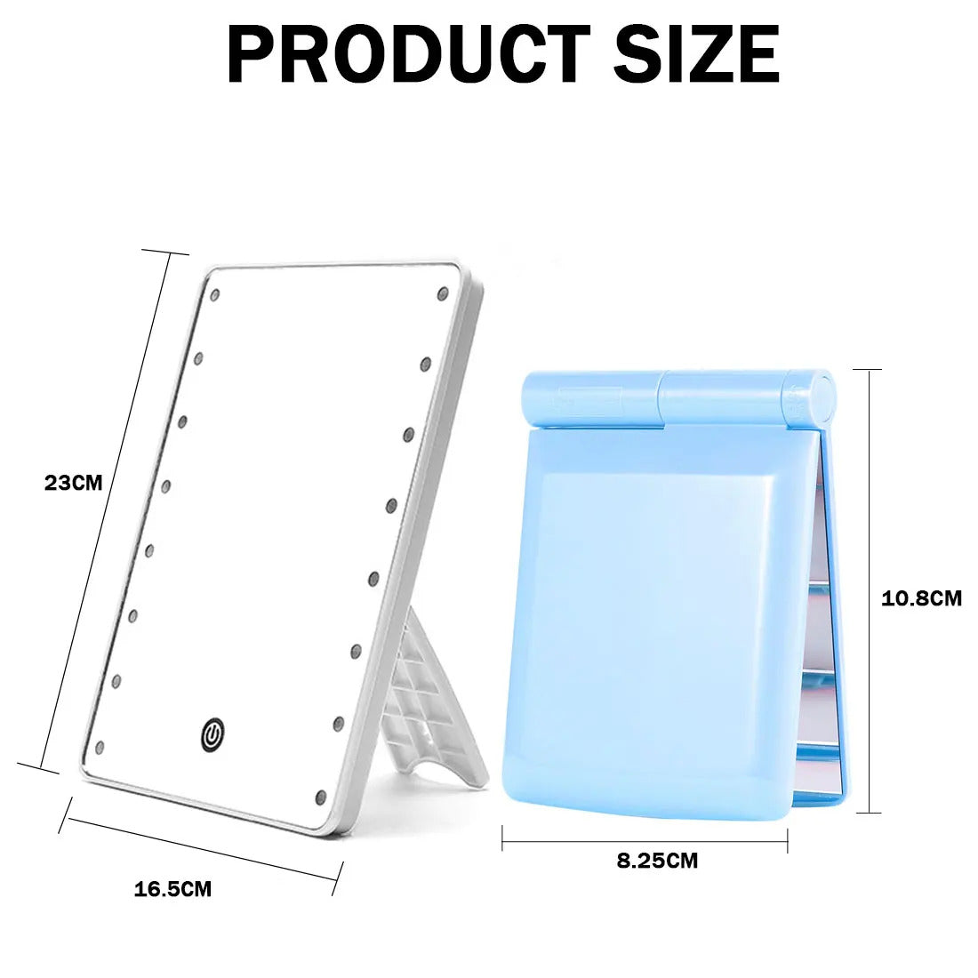 FEN155  Makeup Mirror with 8/16 LEDs Cosmetic Touch Screen Switch Vanity Backlit Makeup Mirror Table with Led Tabletop Bathroom