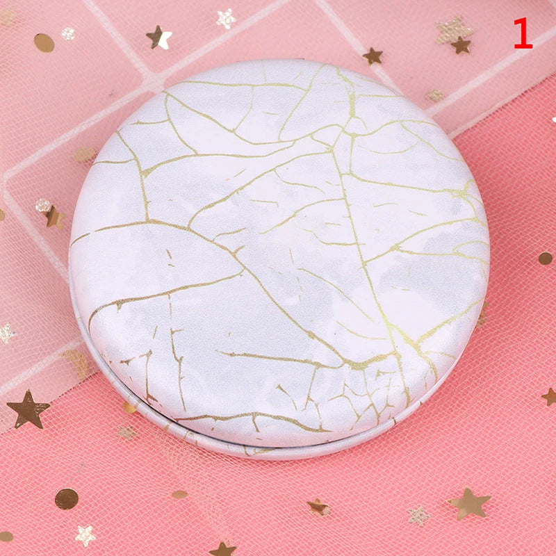 TSHOU931  Marble Pattern Portable Double Sided Mirror Foldable Pocket Makeup Mirror Women Girls Beauty Cosmetic Compact Mirror
