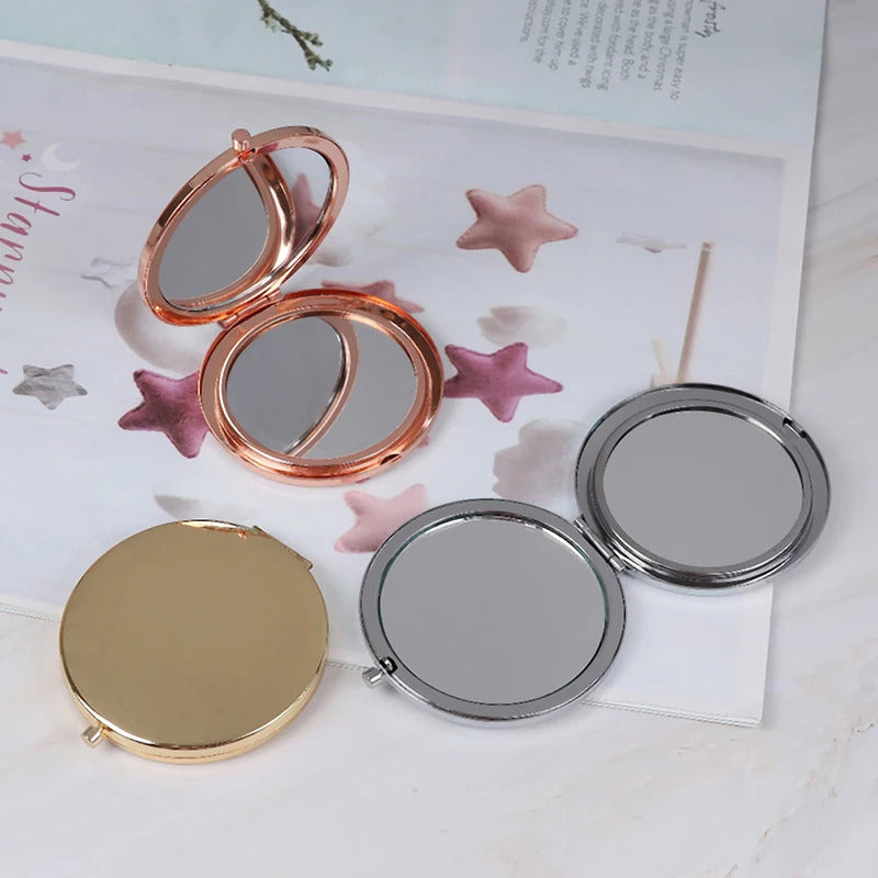 TSHOU732 Portable Folding Mirror Compact Stainless Steel Metal Makeup Cosmetic Pocket Mirror Beauty Accessories