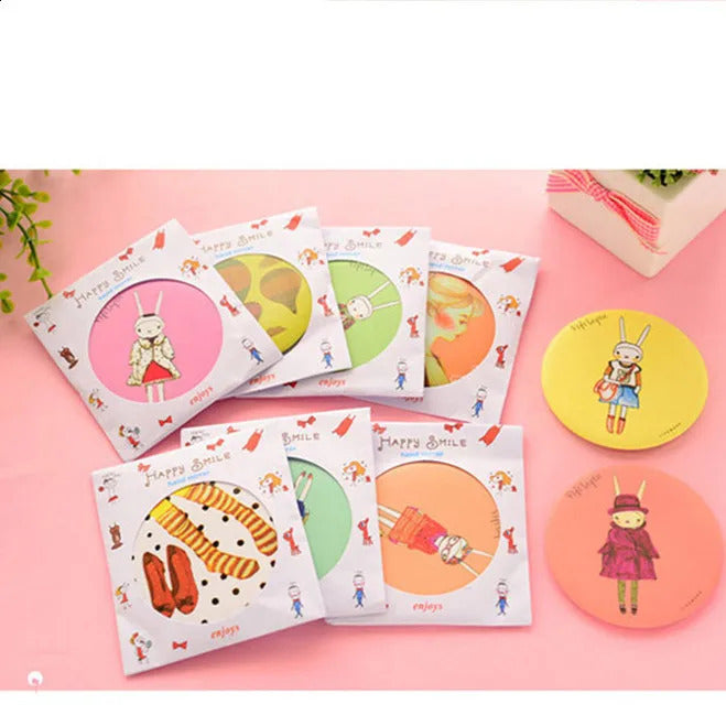 TSHOU370 Portable Makeup Mirror Fashion Lady Cartoon Pattern Portable Compact Pocket Cosmetic Mirror Mini Cute Small Creative
