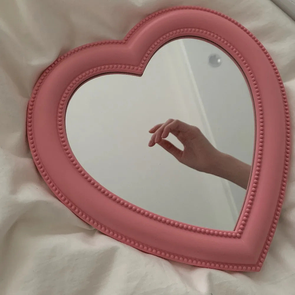 CX660  Love Mirror Desktop Makeup Mirror Wall Mounted Dual-Use Vanity Mirror Girl Room Wall Decoration Heart-Shaped Mirror