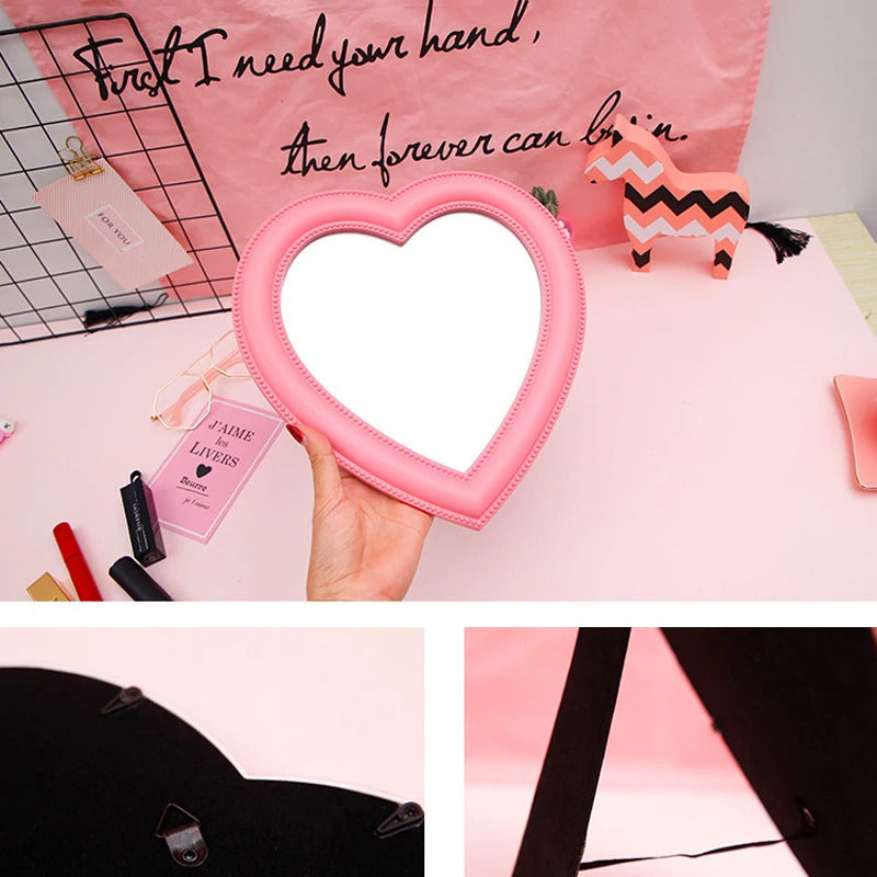 CX660  Love Mirror Desktop Makeup Mirror Wall Mounted Dual-Use Vanity Mirror Girl Room Wall Decoration Heart-Shaped Mirror