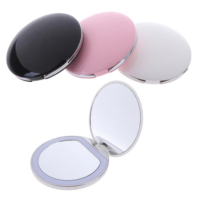 L131 Travel Portable Lighting Magnifying Mirror New Foldable LED Light Mini Makeup Mirror Compact Cosmetic Mirror