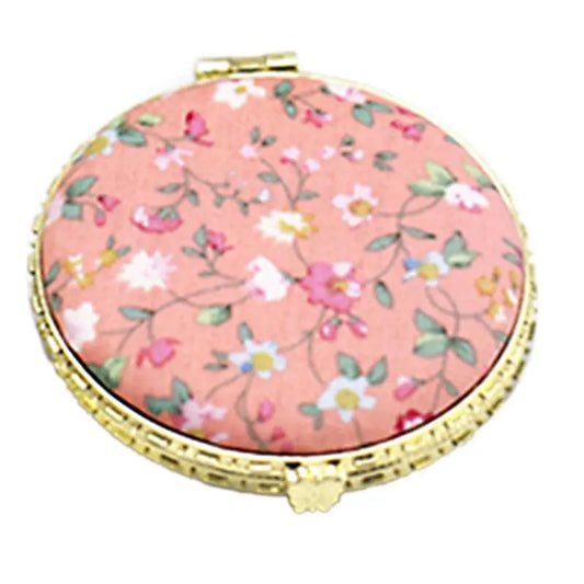 DA17 Mini Round Pocket Folding Makeup Mirror Vintage Double Sides Floral Printed Chinese Style Compact Cosmetic Portable