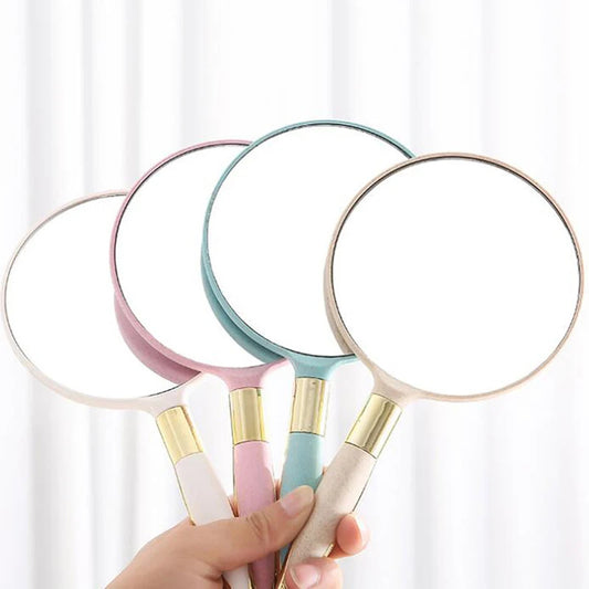 cx358 Hand Makeup Mirror Plastic Vintage Hand Mirrors Makeup Vanity Mirror Round Hand Hold Cosmetic Mirror With Handle
