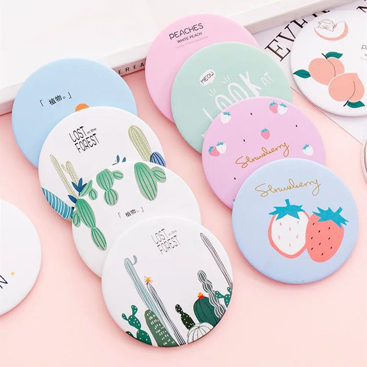 DA71 Mirror Portable Hand Mini Make Up Mirror Travel Round Pocket Cosmetic Mirror Portable Beauty Makeup Tools Accessories