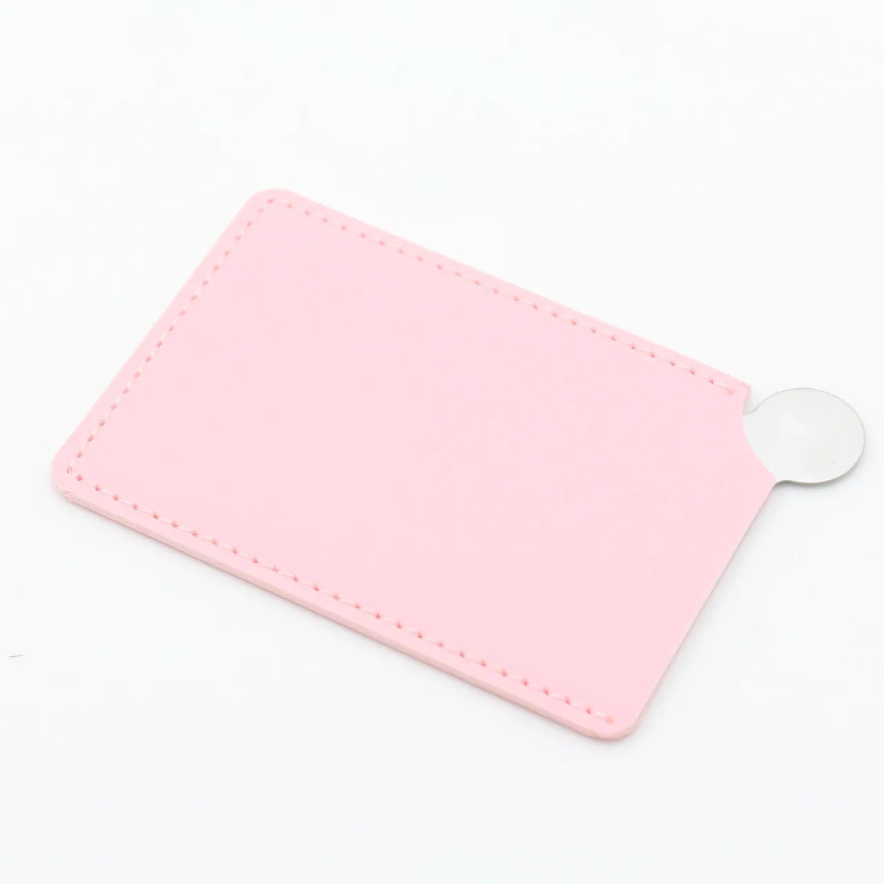 TSHOU766 Portable Card Style Pocket Cosmetic Mirror PU Leather Cover Stainless Steel Unbreakable Makeup Mirror