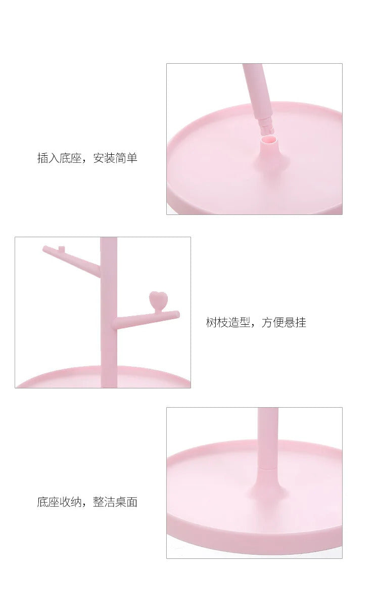 CX226  Makeup Mirror Table Desktop Countertop Base Use for Bathroom Travel Ordinary Pink Cat Ear Mirror