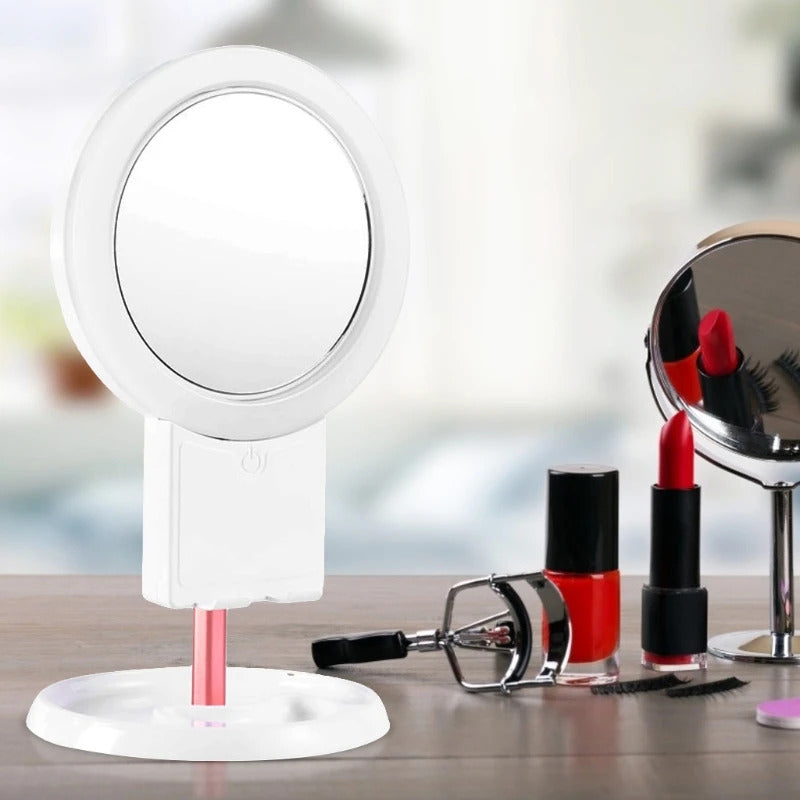 L163  Led Light Makeup Mirror Storage LED Face Mirror Adjustable Touch Dimmer USB Led