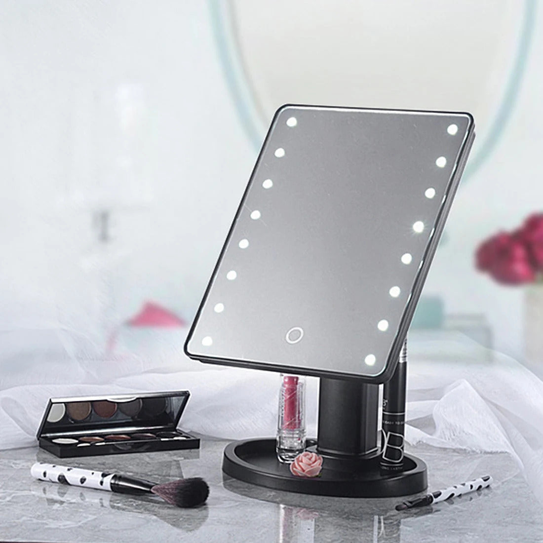 TSHOU467 storag vanity mirror 360 degree rotating mirror adjustable 16/22 LED touch screen portable touch sensor luminous mirror