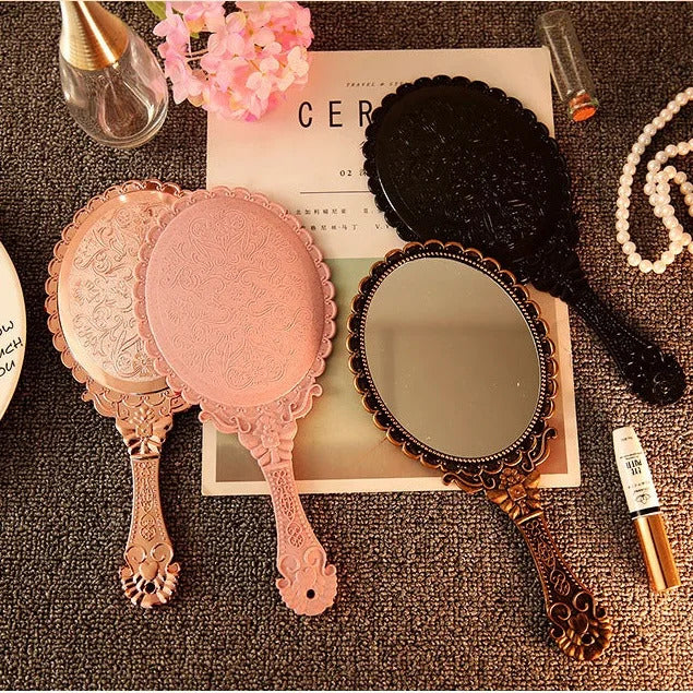 CX683 Hand Mirrors Makeup European Rectangle Hand Hold Cosmetic Mirror with Handle Makeup Mirror