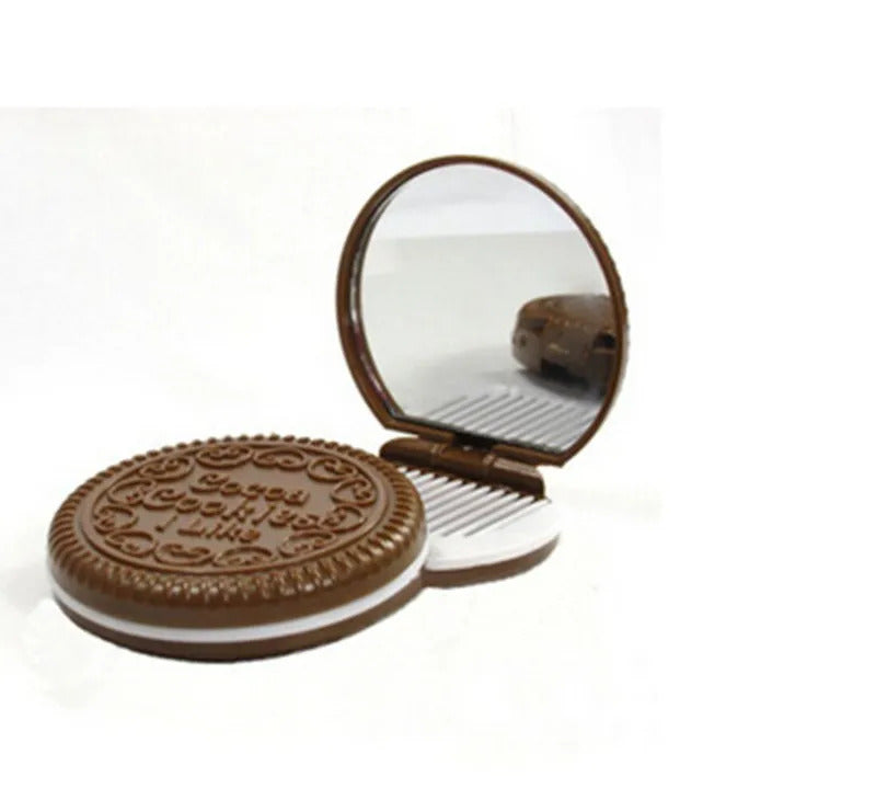 CX271 Cute Cookie Shaped Design Mirror Makeup Chocolate Comb 38g