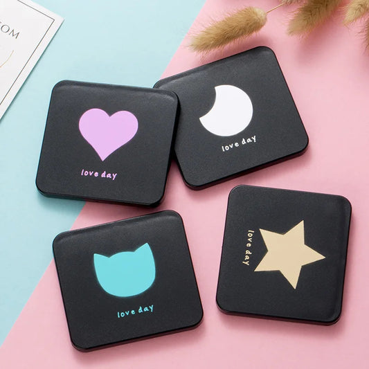 CASHOU200  Double-sided Mirror Foldable Makeup Mirrors Lady Cosmetic Hand Folding Portable Compact Pocket