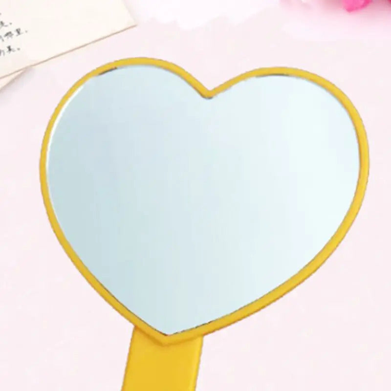 CSHOU363  Portable Heart-Shaped Handheld Mirror with Handle Candy Color Cosmetic Tools U2JD