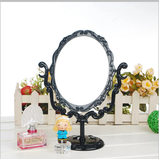 CX159 Rotatable Makeup Mirror Desktop Table Gothic Vintage Cosmetic Makeup Mirror Rose One Side Mirror 360 Degree Rotating