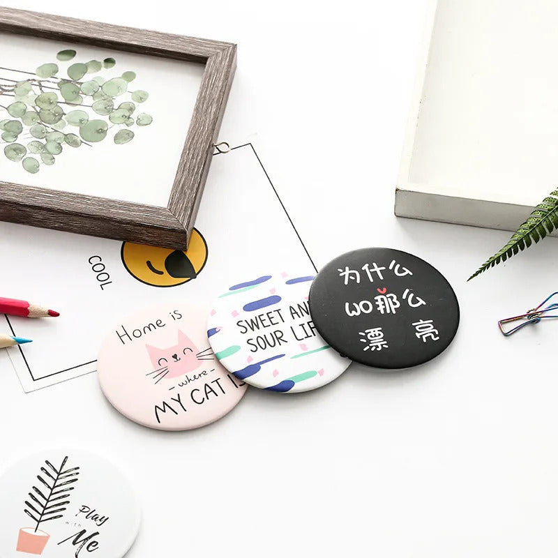 L462 Cartoon Pocket Mirror Cute Personality Fashion Portable Round Mirror Mini Makeup Mirror Gift Giveaway For Beauty Tools
