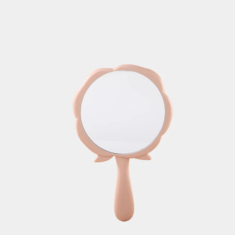 TSHOU555 Cute Makeup Mirror Elegant Rose Shape Design Handle Mirror Princess Tiny Mirror Portable Travel Size Pink Fixing Makeup
