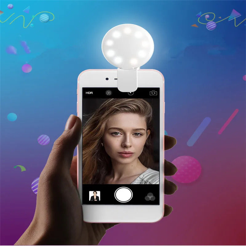 L498 Mobile Phone Light Clip Selfie LED  Auto Flash for Cell Phone Selfie Flashlight Makeup Mirror Smartphone Round Portable