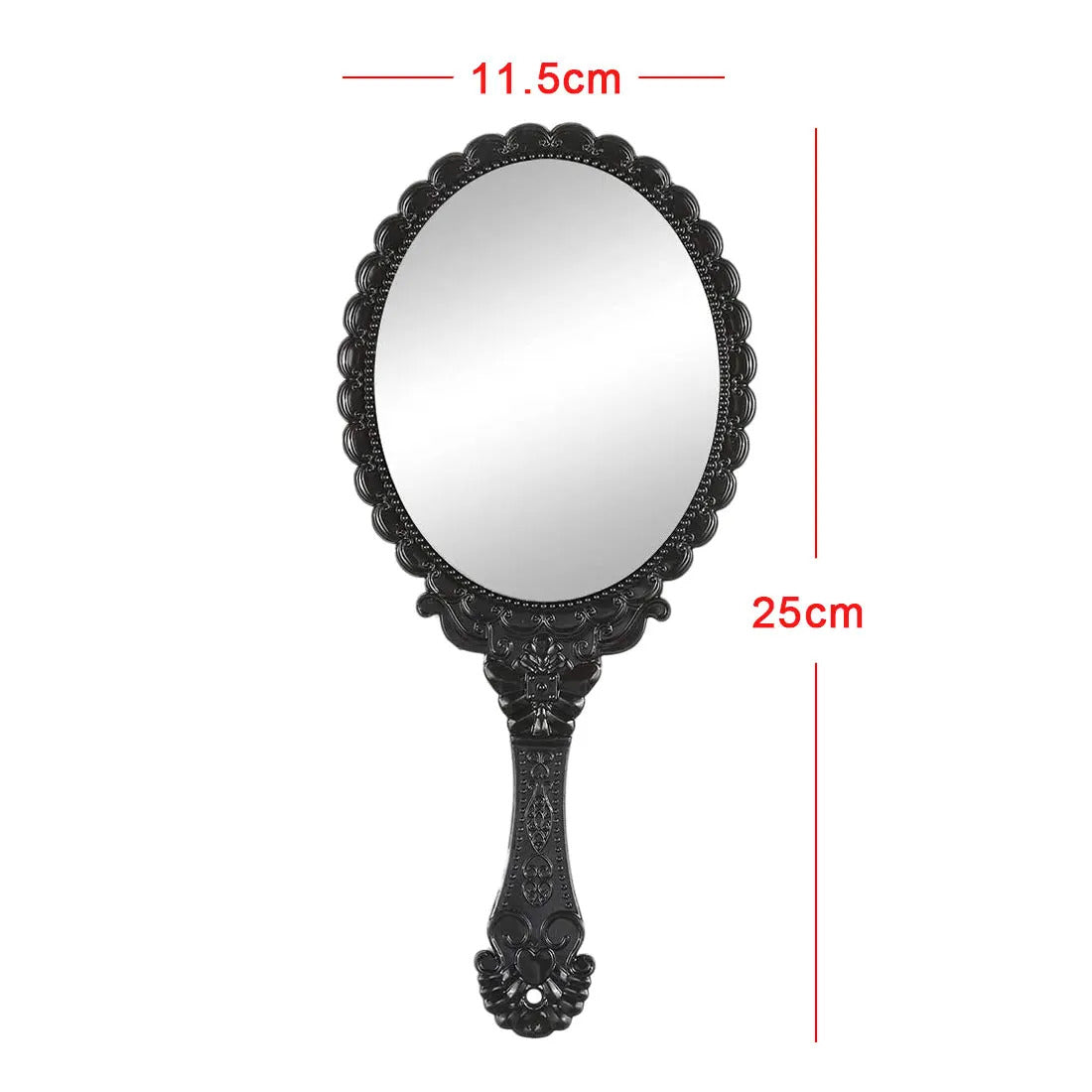 cshou389  hot European Style Vintage Handheld Roses Mirror Princess Women Girls Oval Vanity Makeup Cosmetic Tool with Anti-Slip