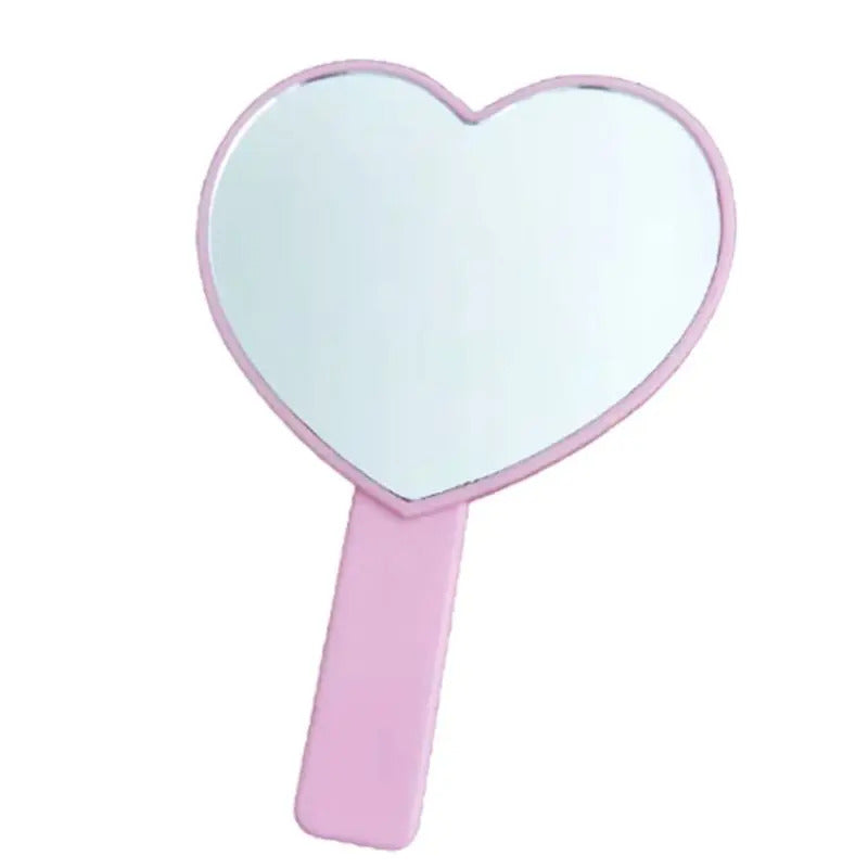 L483 Portable Heart-Shaped Handheld Mirror with Handle Candy Color Cosmetic Tools U2JD