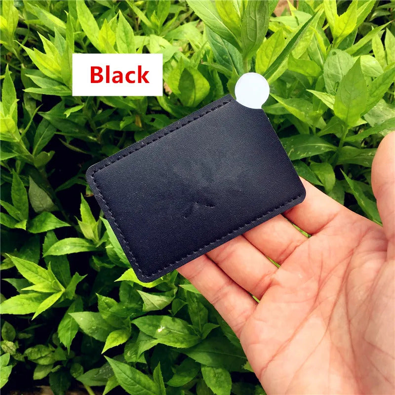 L479 Portable Mini Shatter Proof Card Style Pocket Cosmetic Mirror PU Leather Cover Stainless Steel Unbreakable Makeup
