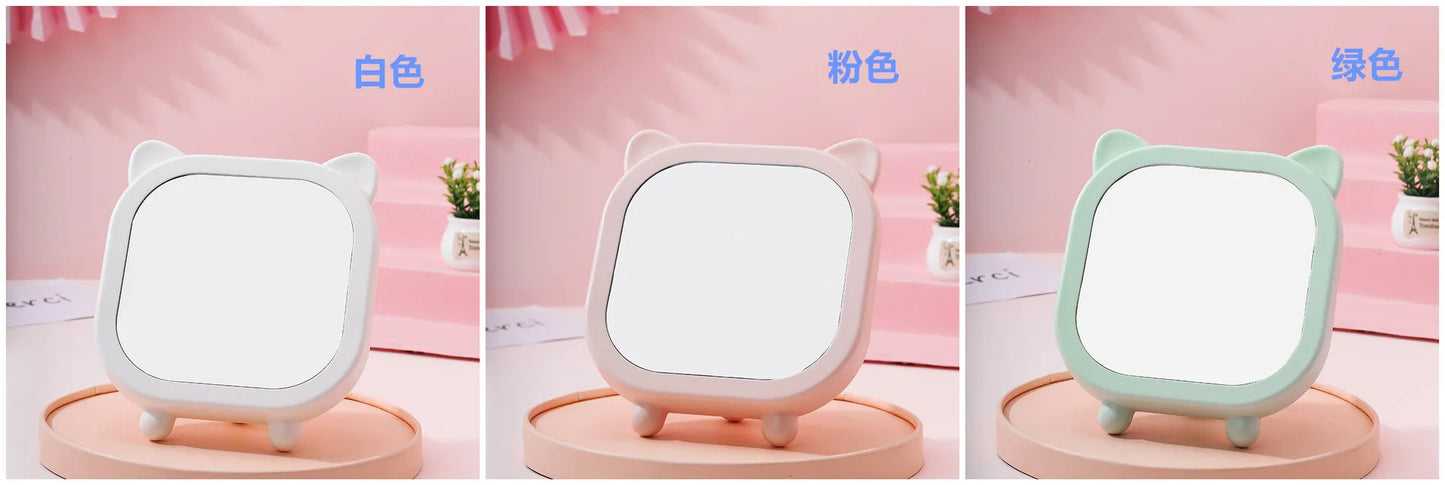 L226 Cute Round Mirror Table Makeup Mirror Hanging Dressing Decorative Mirrors Home Decor Bathroom Supplies Table Mirror Folding