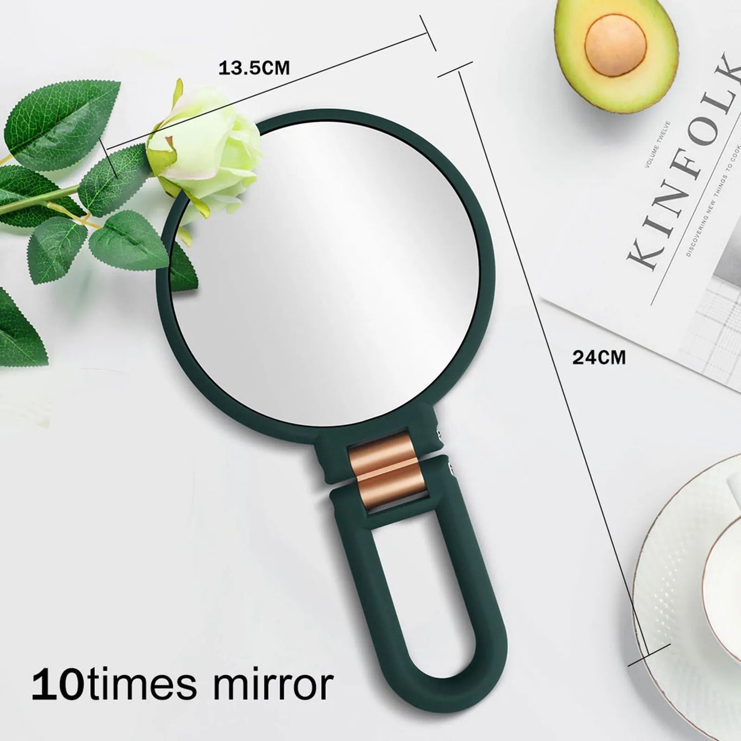 TSHOU510   Magnifying Makeup Mirror Hand Mirror Portable Folding Makeup Makeup Mirror Double-Sided Handheld Mirror Makeup Tool