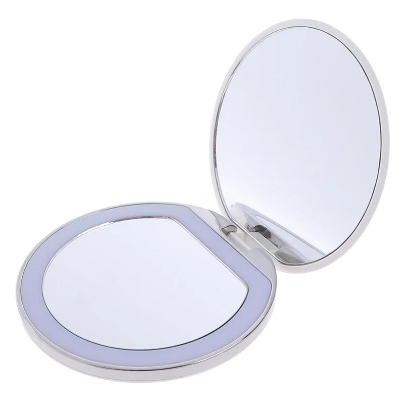 L131 Travel Portable Lighting Magnifying Mirror New Foldable LED Light Mini Makeup Mirror Compact Cosmetic Mirror