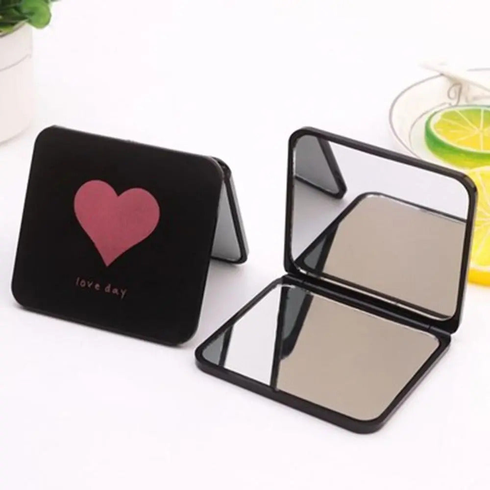 TSHOU1250 Mini Square Makeup Mirror Portable Hand Mirror Double-sided Makeup Vanity Mirror Foldable Compact Mirror Pocket Cosmetic