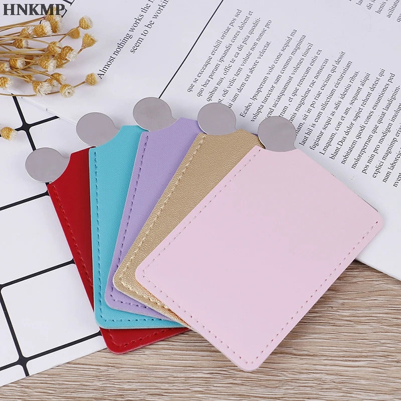 L443 Portable Travel Fashion Stainless Steel Cosmetic Mirror Shatter-proof Makeup Mirror With Carry Sleeve Birthday Gift