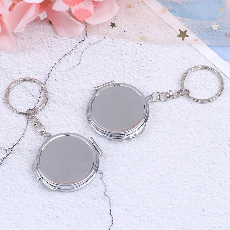 GU272 Portable Folding Mirror Key Chain Pocket Compact Makeup Cosmetic Mirror With Key Ring