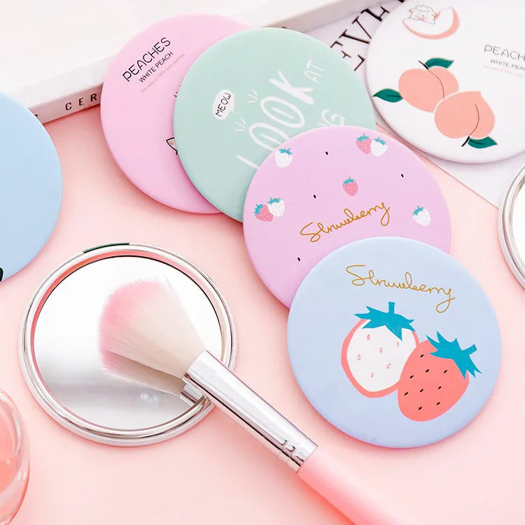 DA63 Multi Styles Round Makeup Mirror Cartoon Pattern Portable Compact Pocket Women Girl Cosmetic Small Compact Mirrors