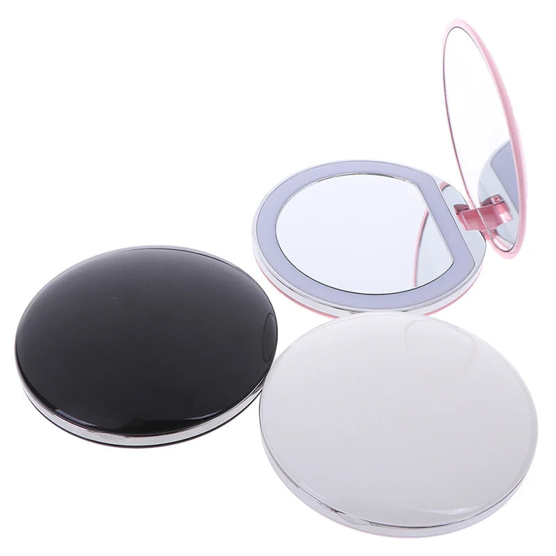 L131 Travel Portable Lighting Magnifying Mirror New Foldable LED Light Mini Makeup Mirror Compact Cosmetic Mirror