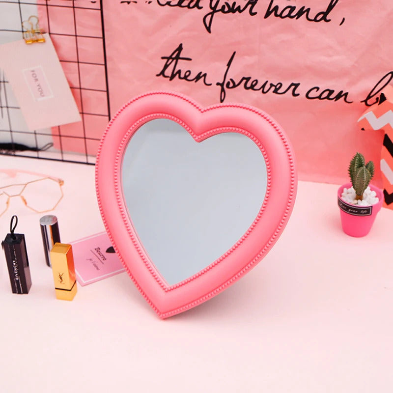 CX660  Love Mirror Desktop Makeup Mirror Wall Mounted Dual-Use Vanity Mirror Girl Room Wall Decoration Heart-Shaped Mirror